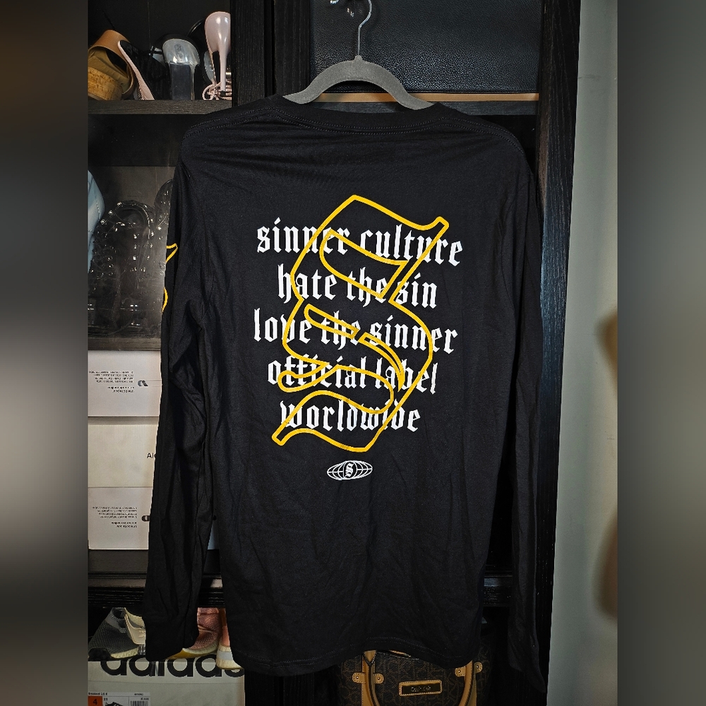 5 For $25✨️New+Tag Fashion Nova Medium 'Sinner Culture' Black Longsleeved Shirt
